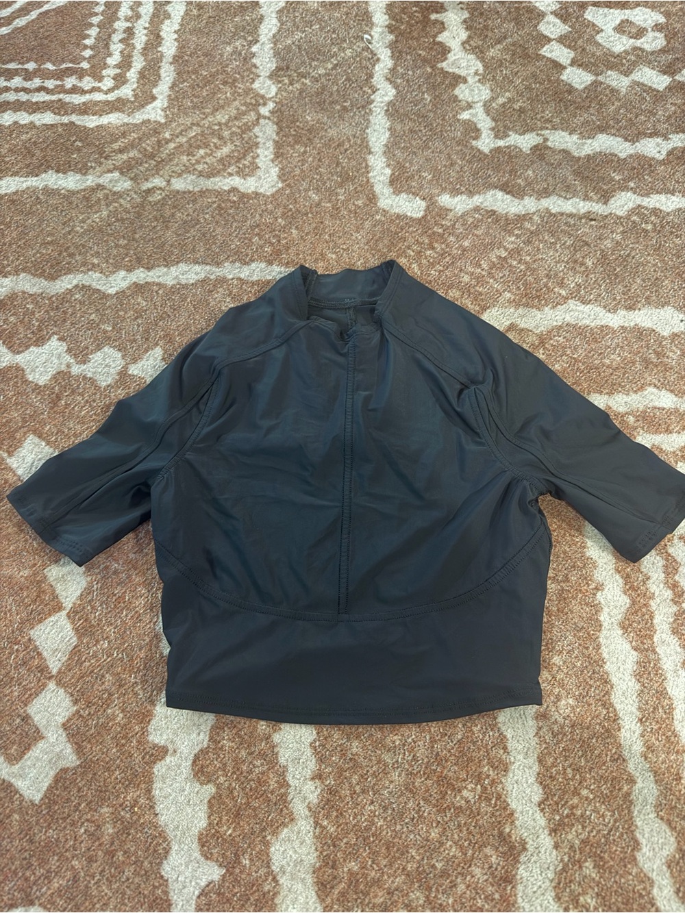 lululemon athletica Black Short-Sleeve Zip Front Top